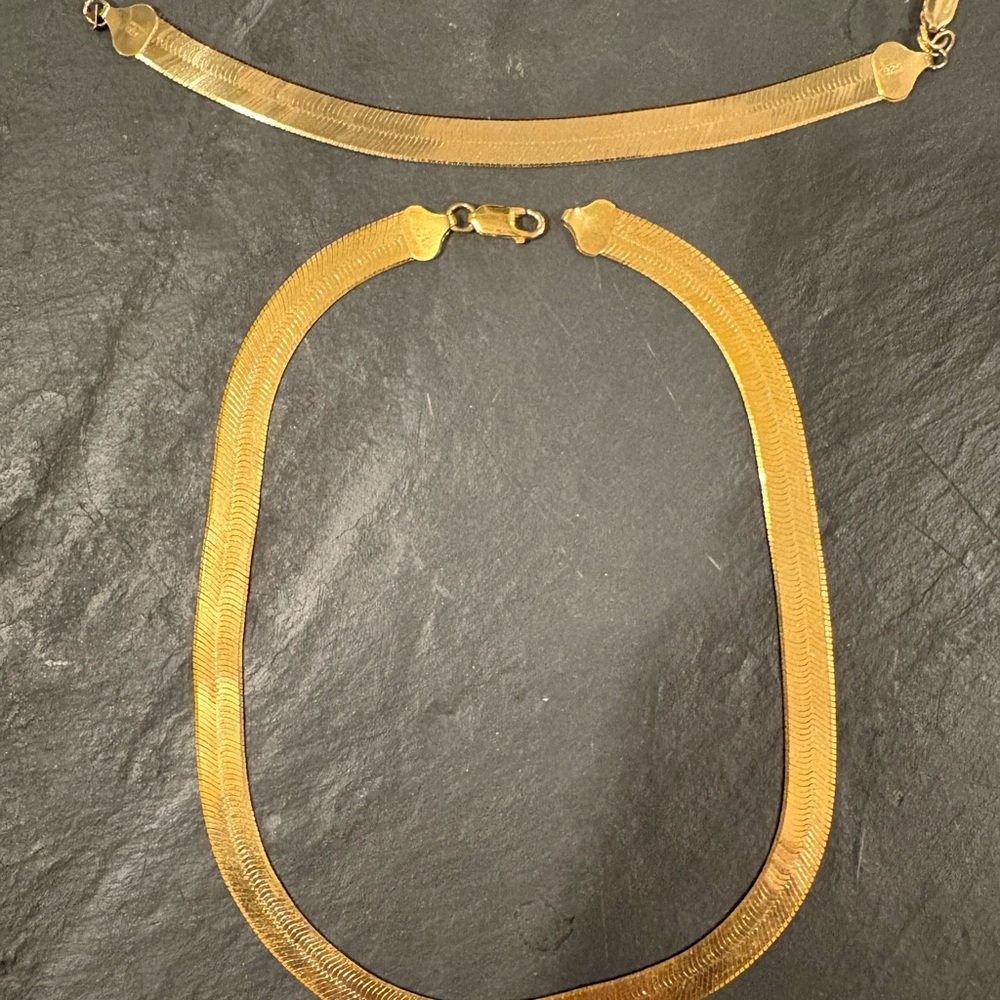 Sterling Silver with gold plated overlay, Herringbone Necklace & Bracelet